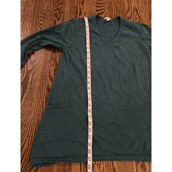 J Jill Size Medium Cotton Cashmere Blend Knit Tunic w/pockets Green V-neck Soft - Picture 8 of 8